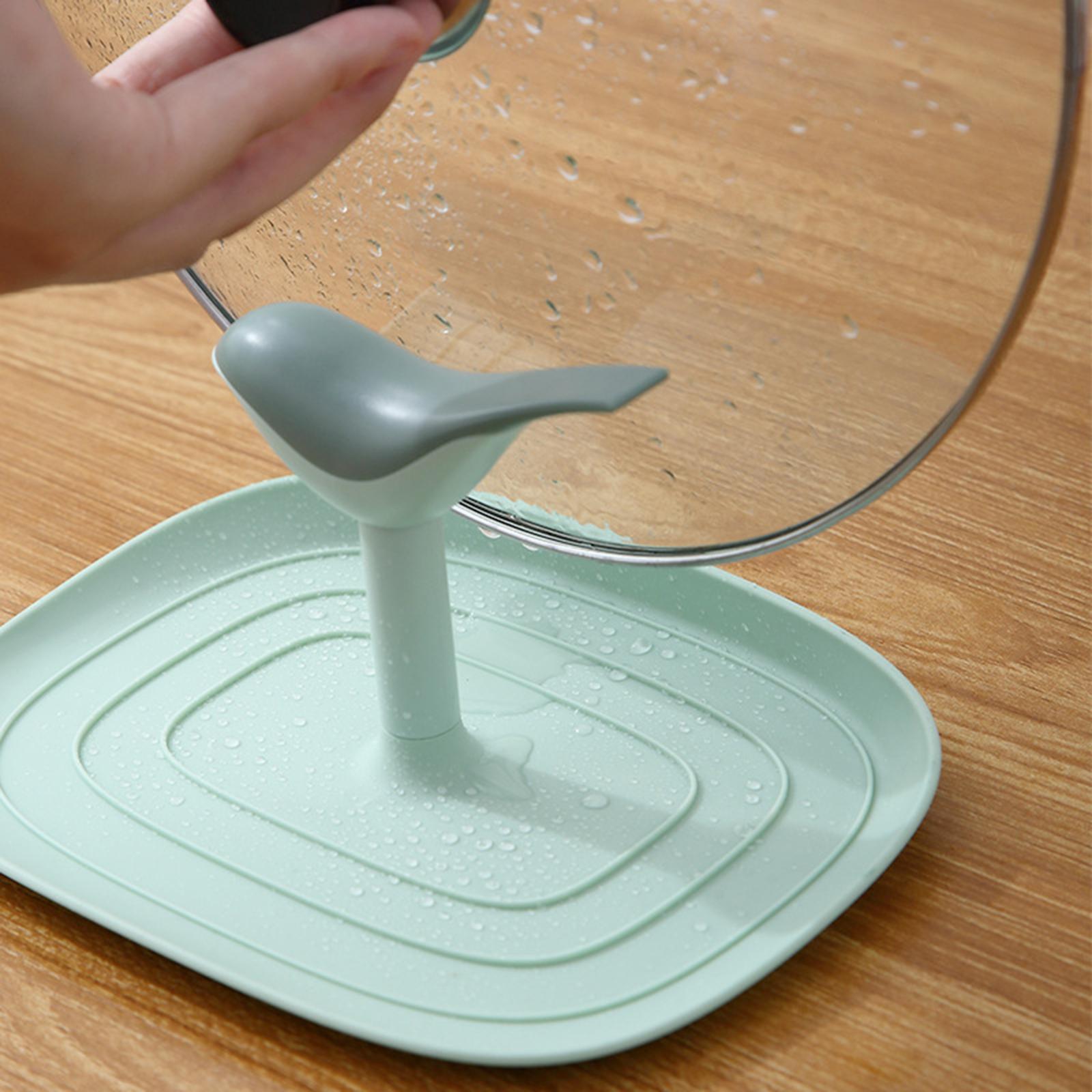 Kitchen Pot Lid Holder Countertop Cookware Spoon Rest Stand Rack Blue