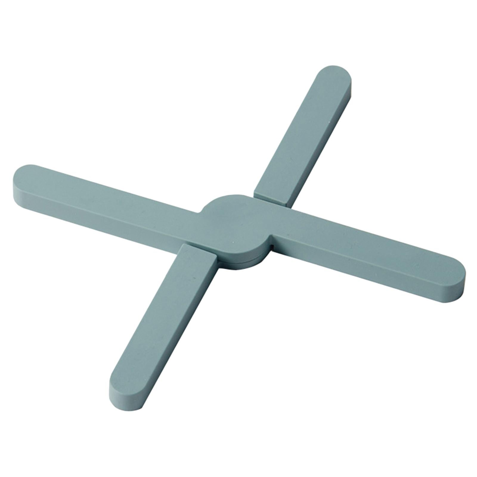 Foldable Silicone Pad Pot Holder Collapsible Cross Table Mat Gray Green