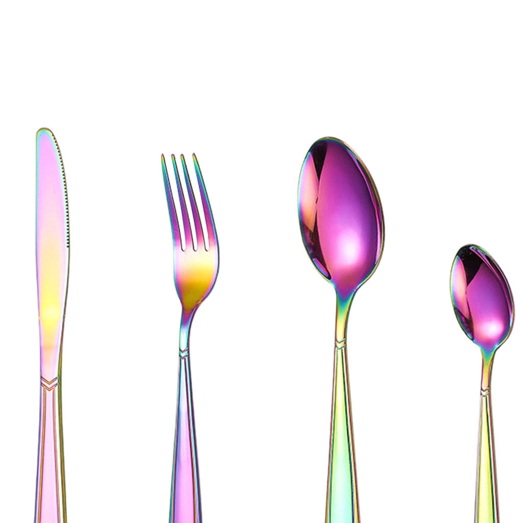 4pcs Cutlery Set Mirror Polishing Dinnerware Patterned Gift Box Set Party Multicolor