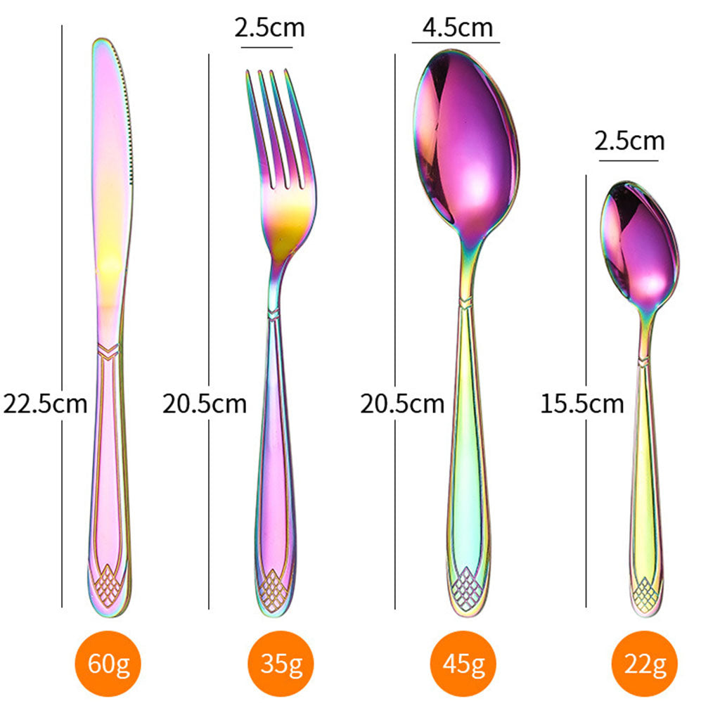 4pcs Cutlery Set Mirror Polishing Dinnerware Patterned Gift Box Set Party Multicolor