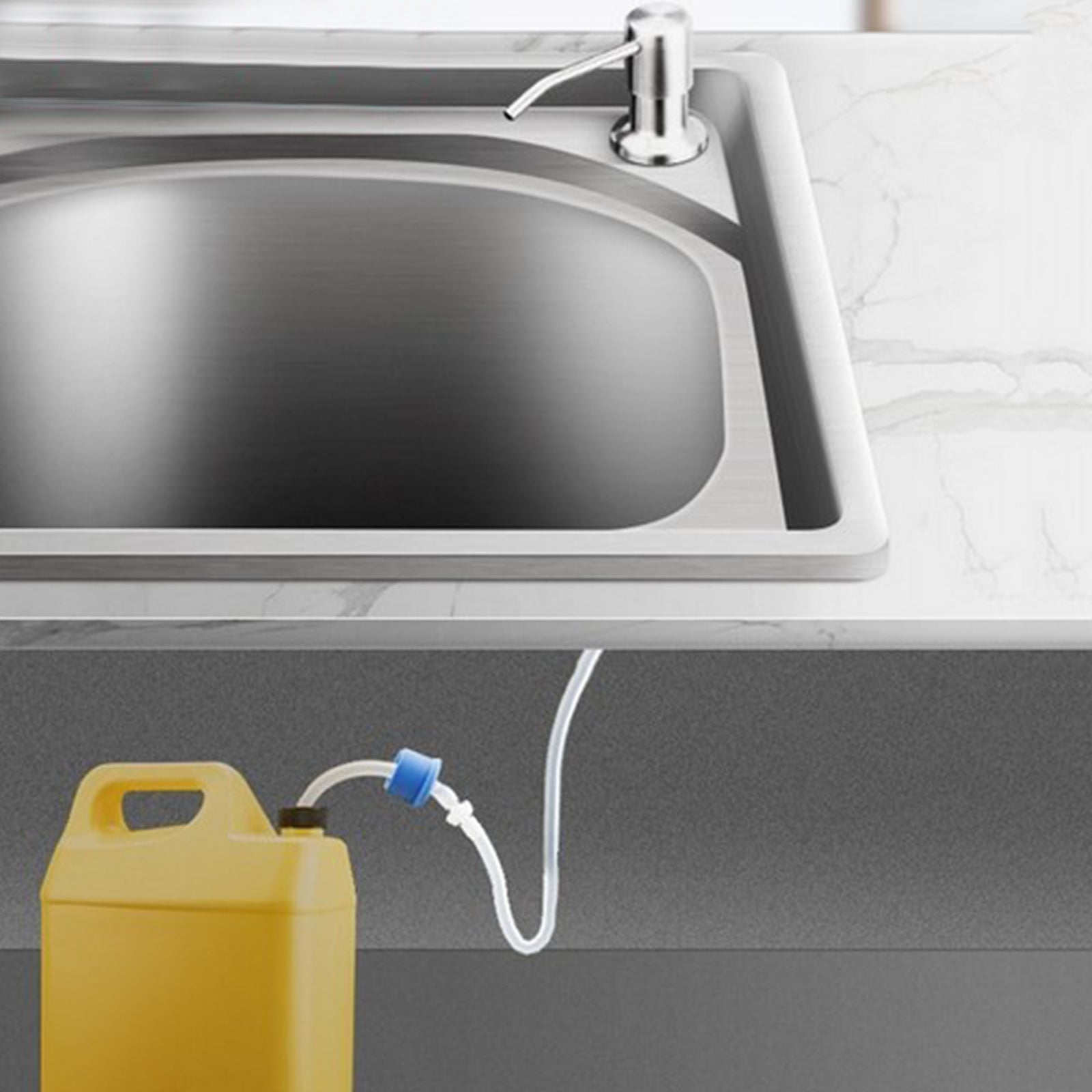 Stainless Steel Sink Soap Dispenser Pump Head W/ Extension Silicone Tube Chrome