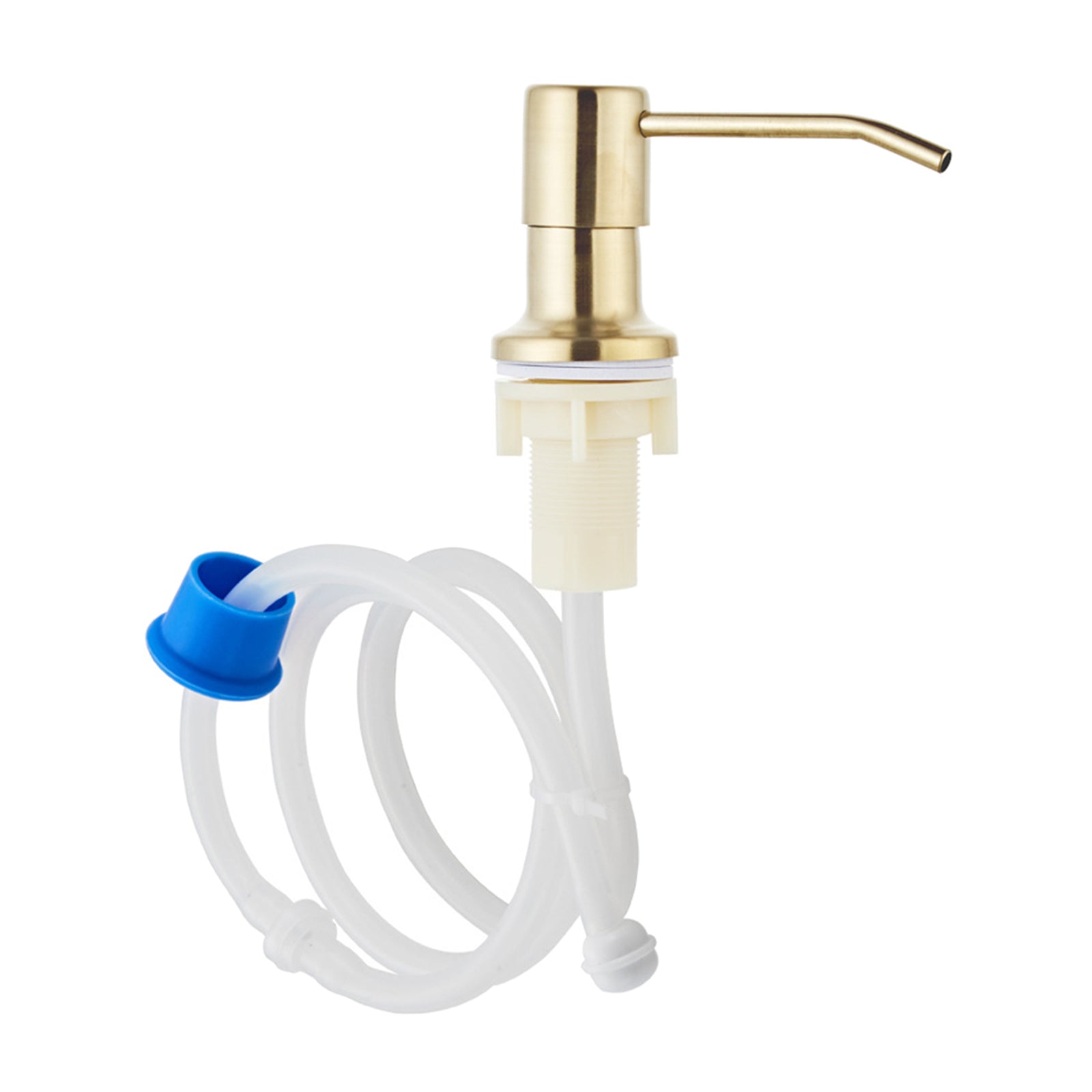 Stainless Steel Sink Soap Dispenser Pump Head W/ Extension Silicone Tube Golden
