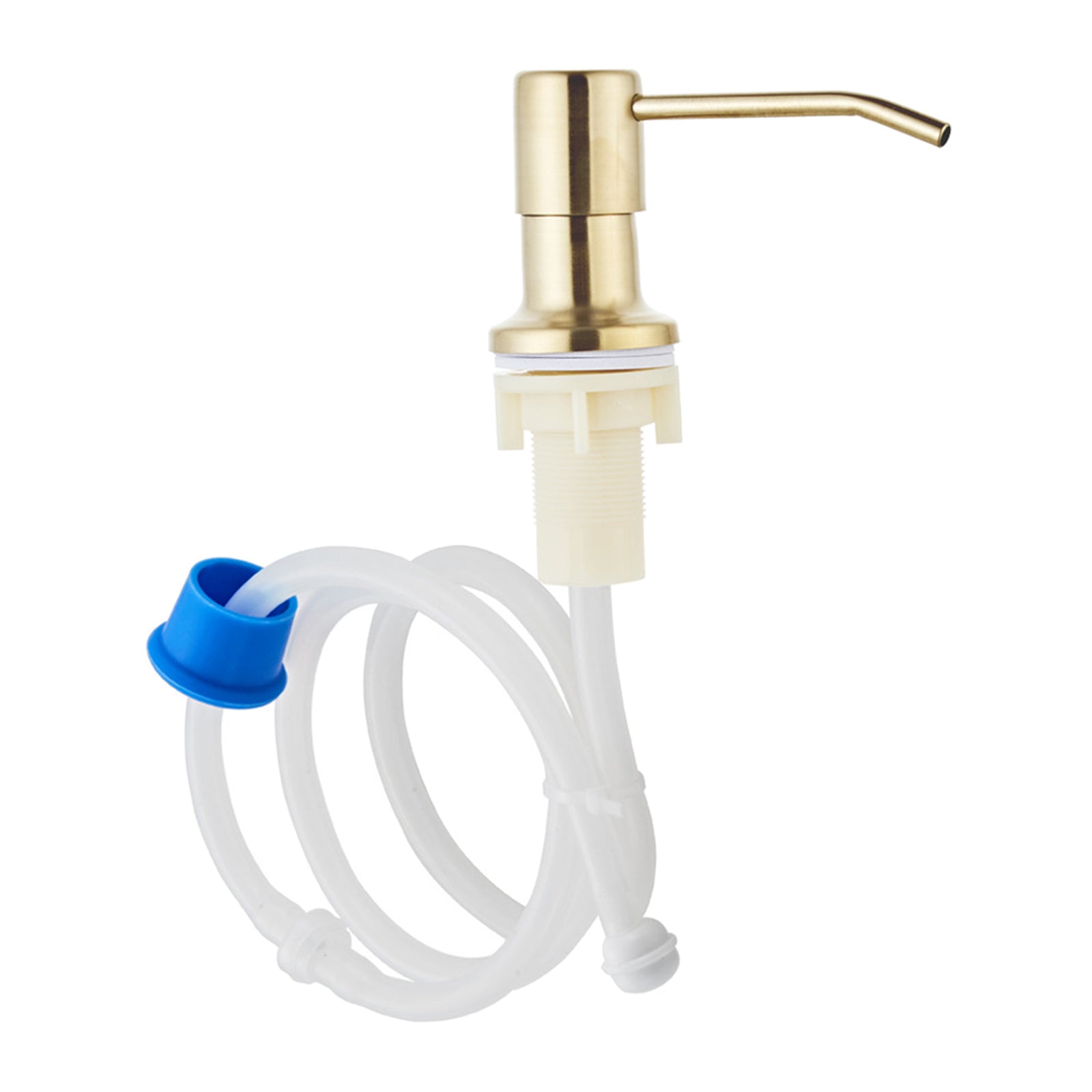Stainless Steel Sink Soap Dispenser Pump Head W/ Extension Silicone Tube Golden