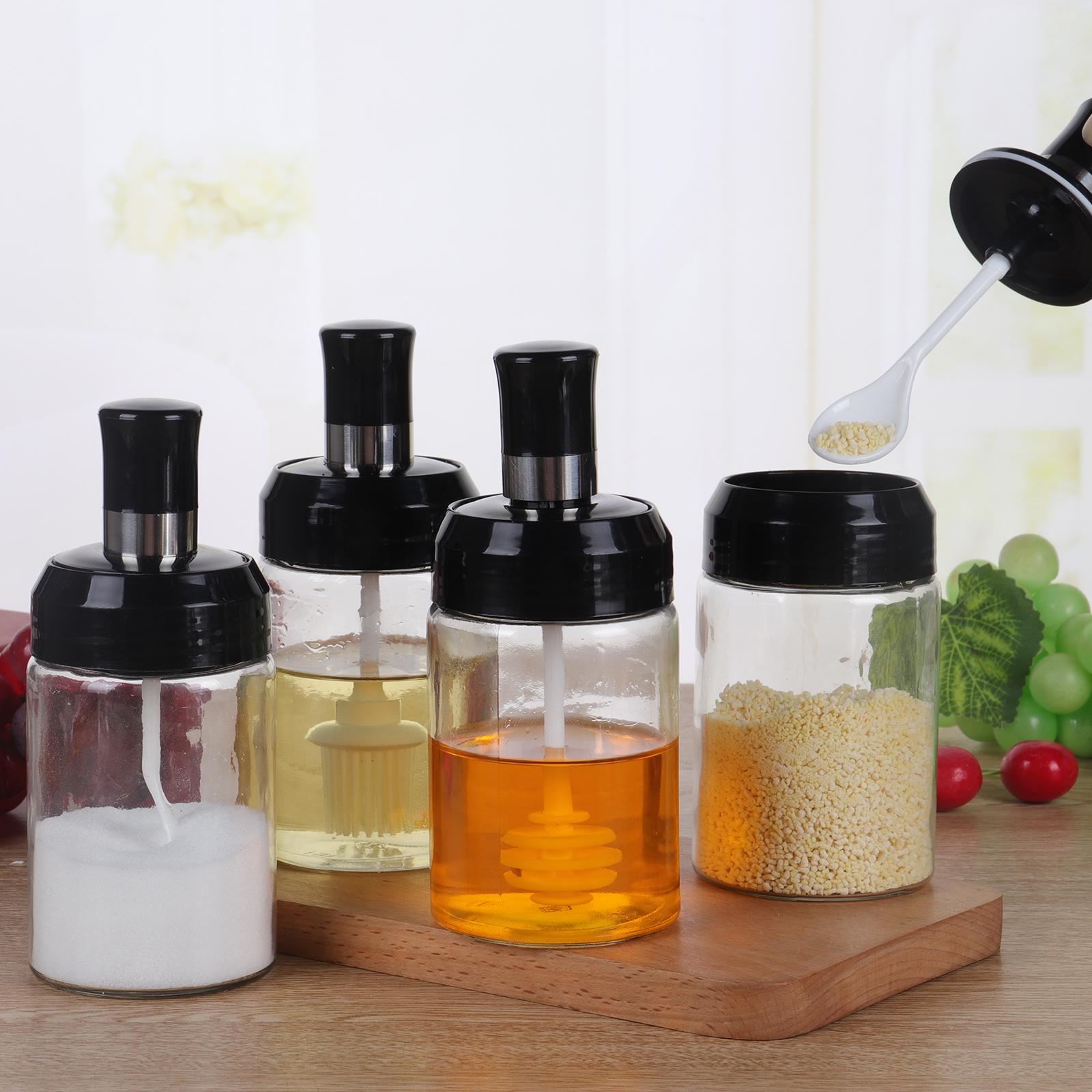 Seasoning Spice Jar Storage Container Rack Kitchen Tools Accessories With Honey Stick