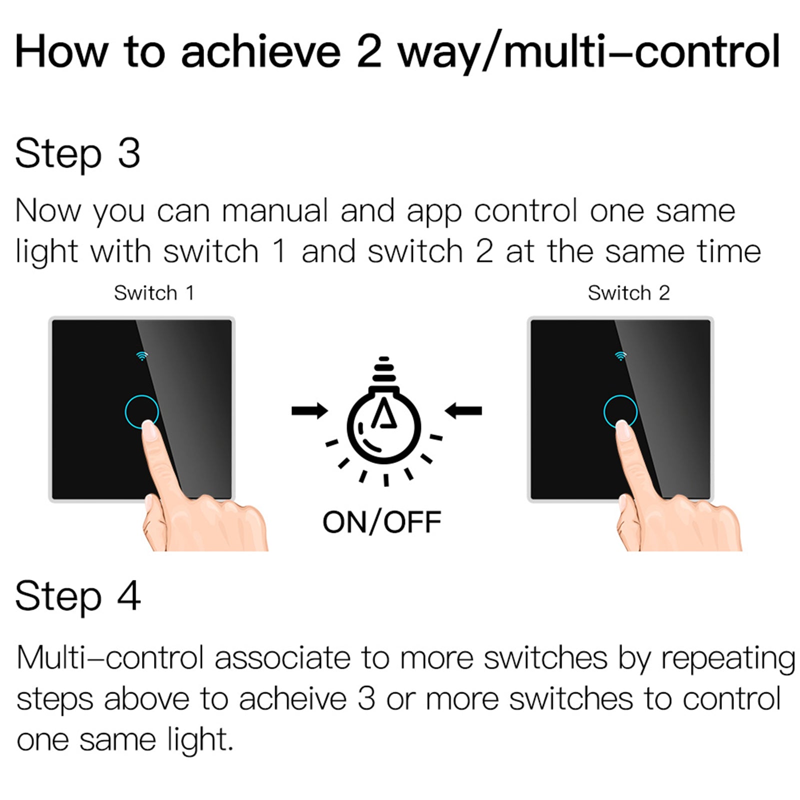 Smart Light Switch Remote Conrol Timing Setting Family Sharing Controler 1 Way Black