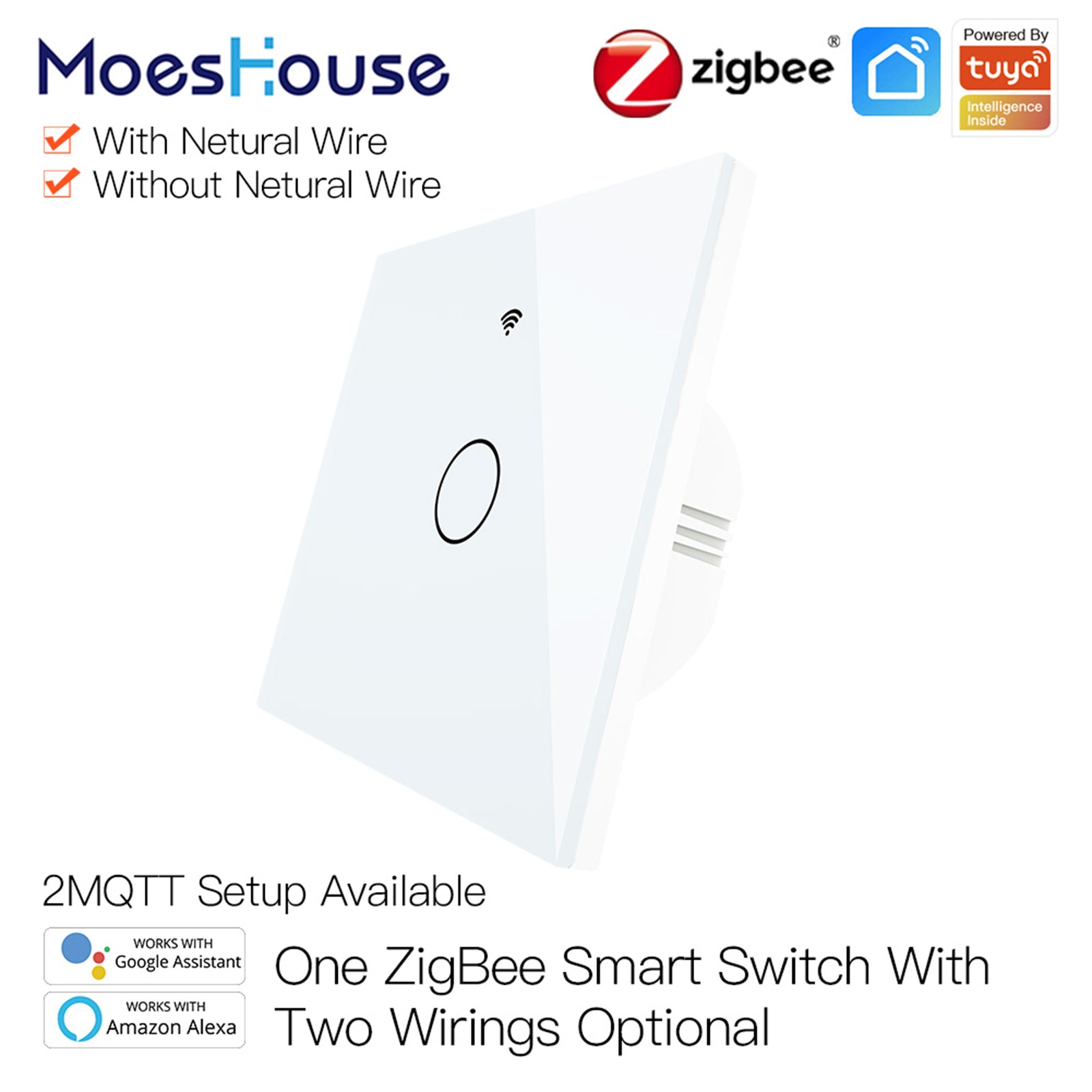 Smart Light Switch Remote Conrol Timing Setting Family Sharing Controler 1 Way White