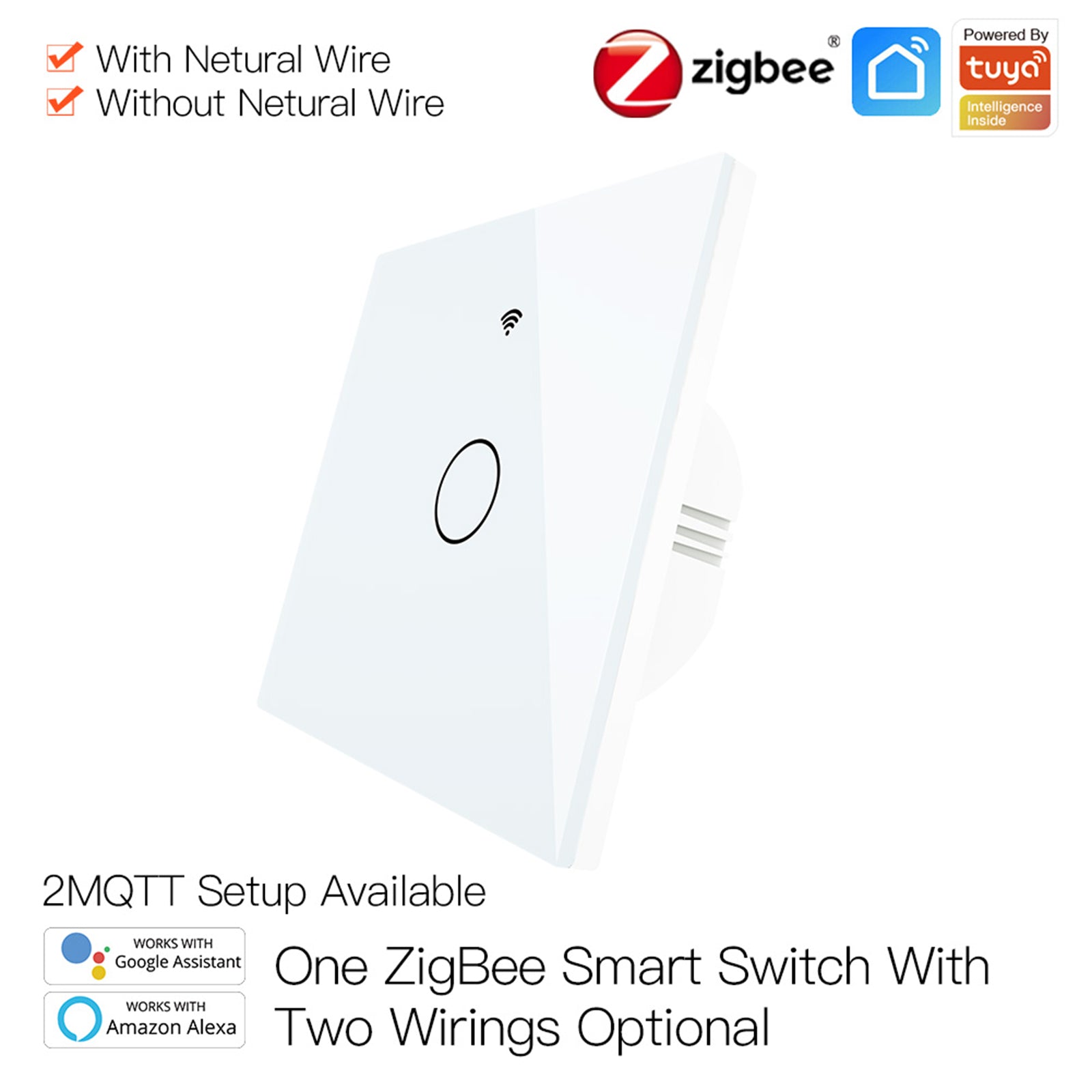 Smart Light Switch Remote Conrol Timing Setting Family Sharing Controler 1 Way White