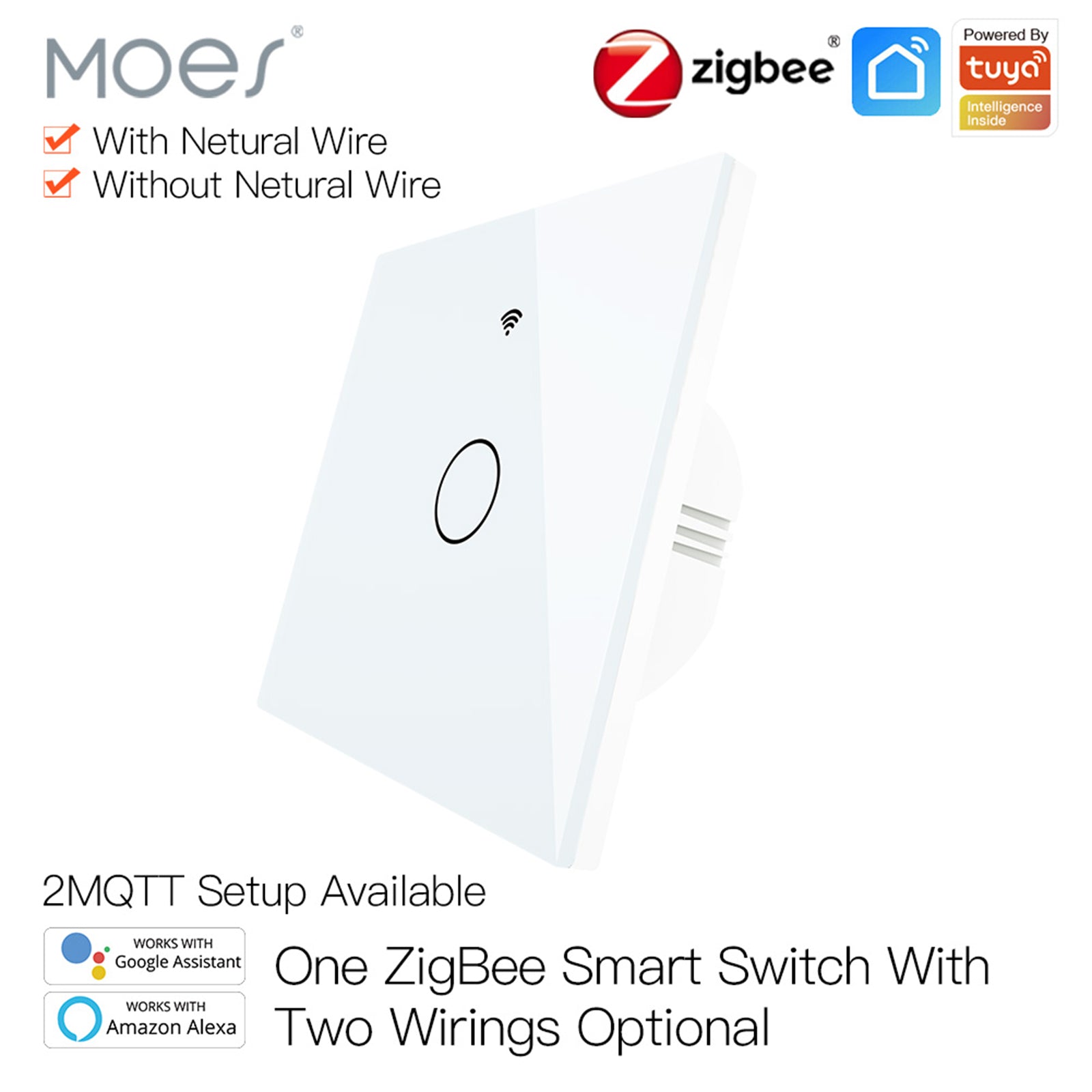 Smart Light Switch Remote Conrol Timing Setting Family Sharing Controler 1 Way White