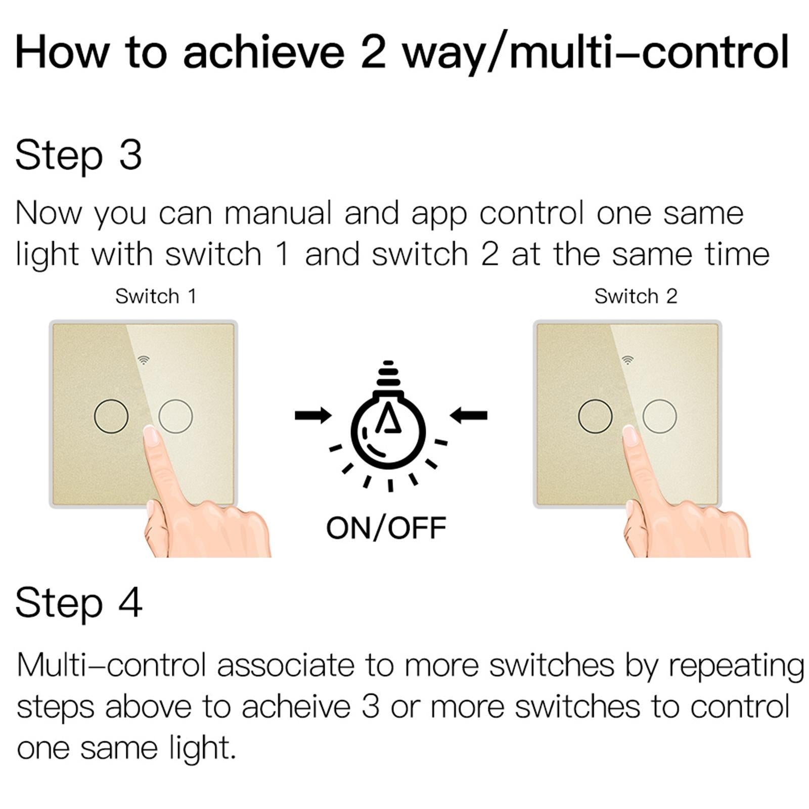 Smart Light Switch Remote Conrol Timing Setting Family Sharing Controler 2 Way Golden