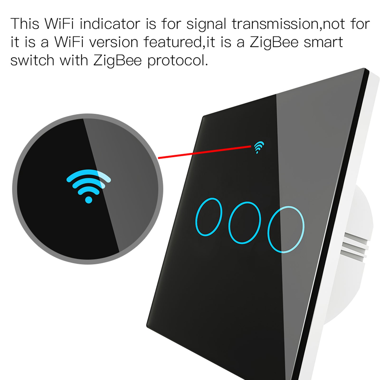 Smart Light Switch Remote Conrol Timing Setting Family Sharing Controler 3 Way Black