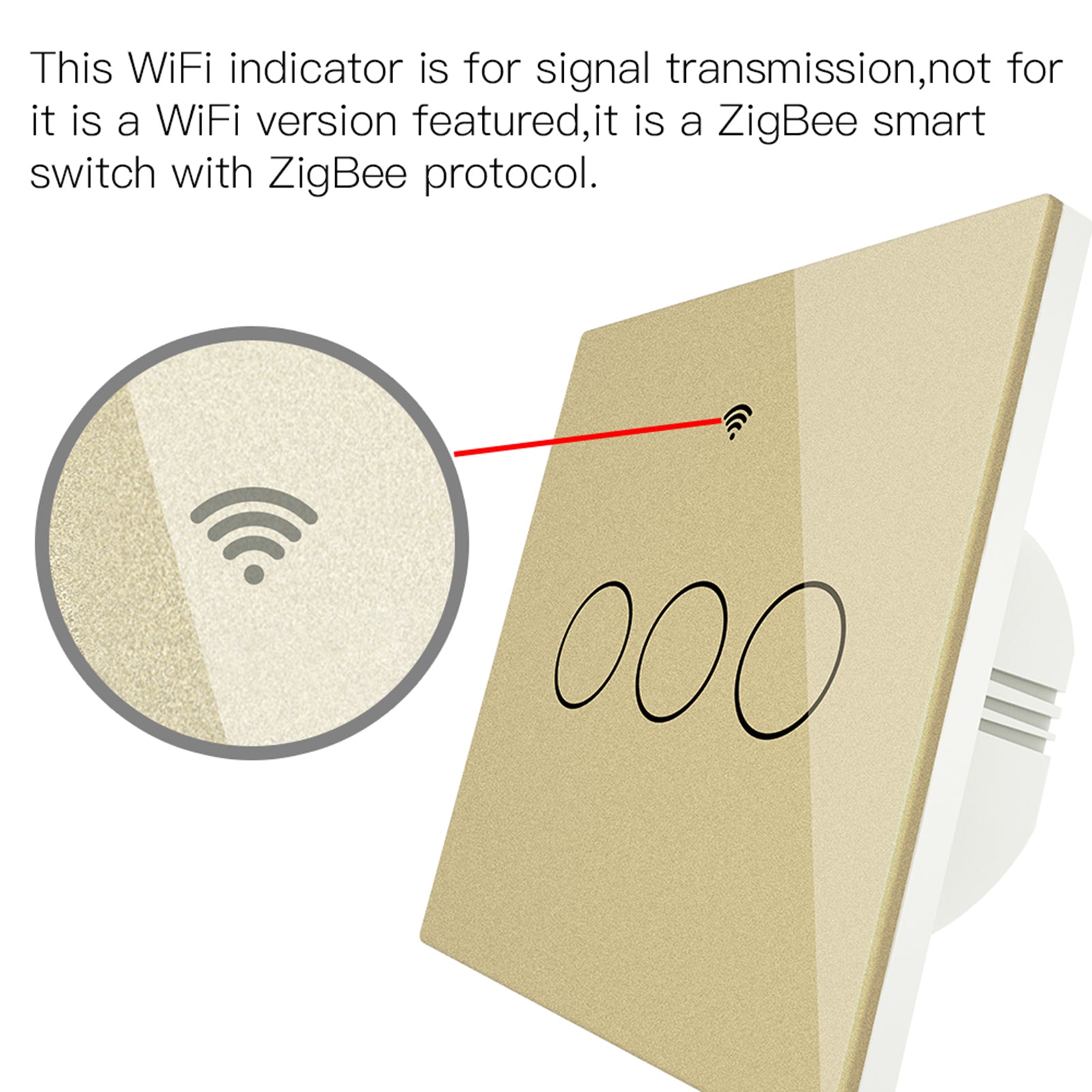 Smart Light Switch Remote Conrol Timing Setting Family Sharing Controler 3 Way Golden