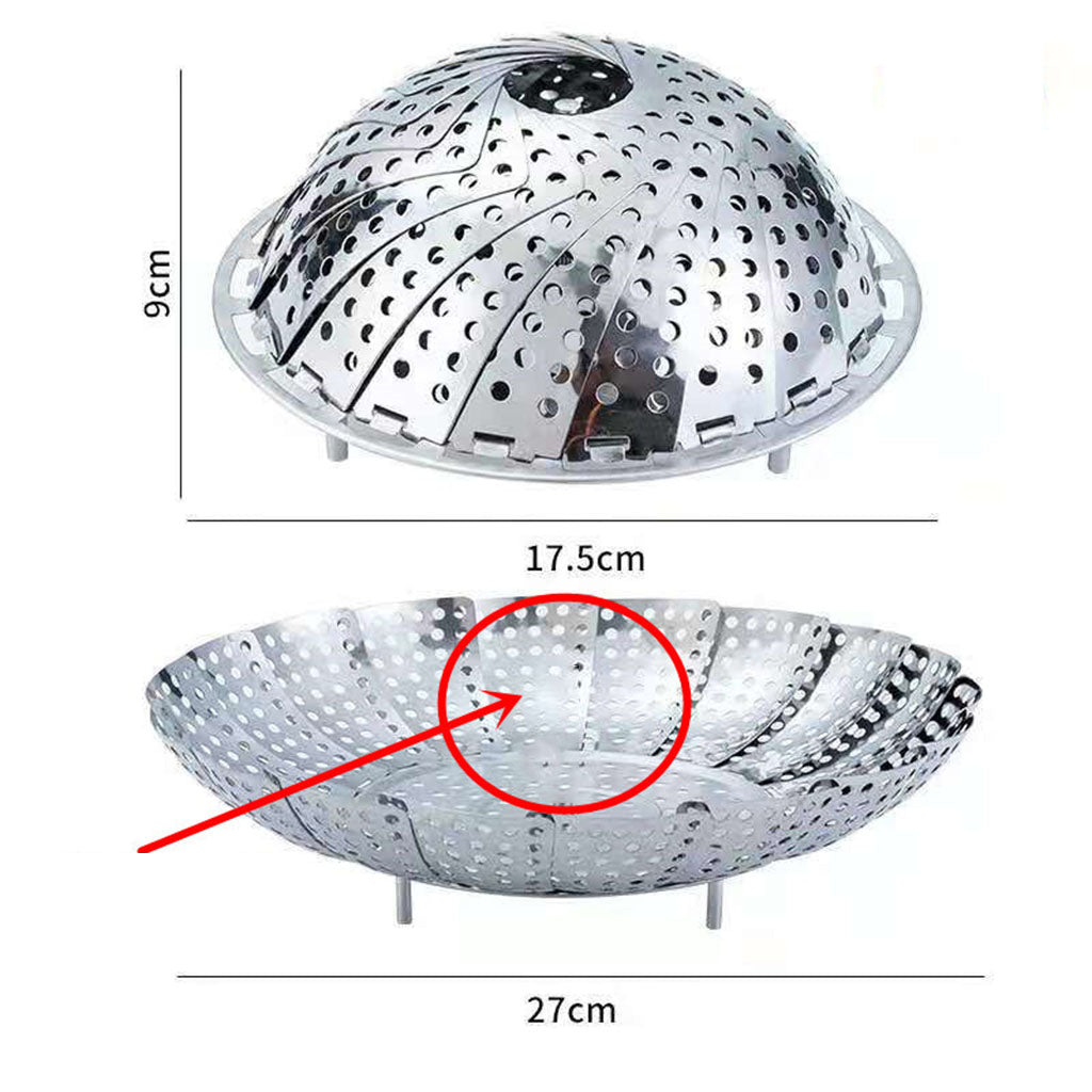 Stainless Steel Folding Steamer Plate Steam Pot Fruit Vegetable Non-Slip Large