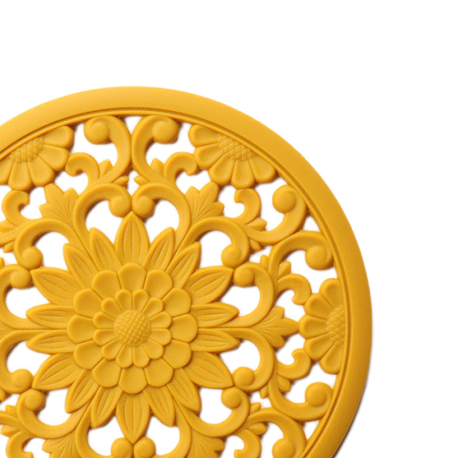 3/Set Heat-insulated Silicone Hot Pads Countertop Bowl Mat Trivet Yellow