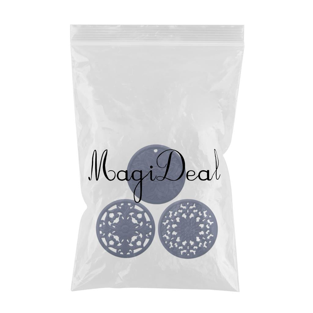3/Set Heat-insulated Silicone Hot Pads Countertop Bowl Mat Trivet Blue