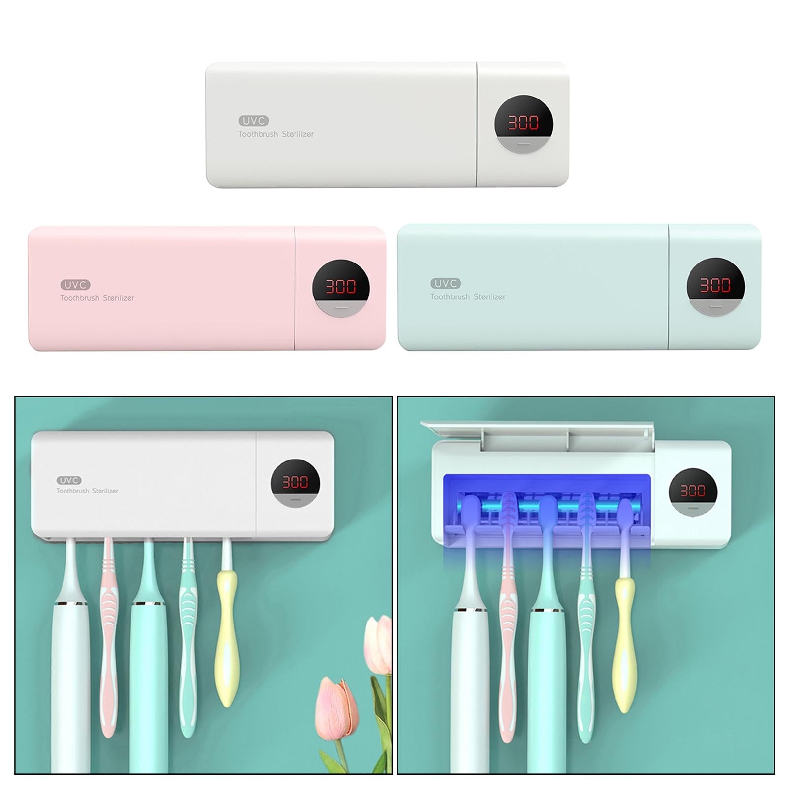 UV Disinfection Toothbrush Sanitizer 5 Slots Fits Most Toothbrushes White