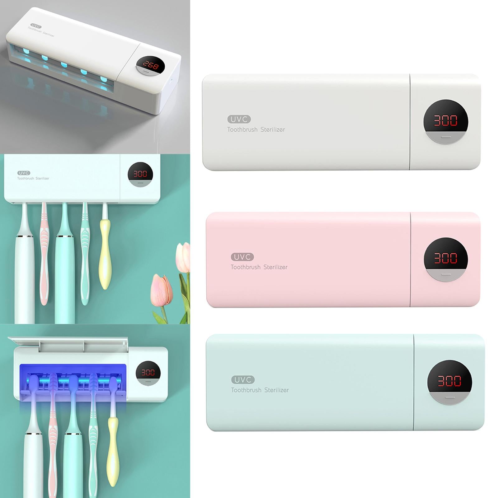 UV Disinfection Toothbrush Sanitizer 5 Slots Fits Most Toothbrushes White