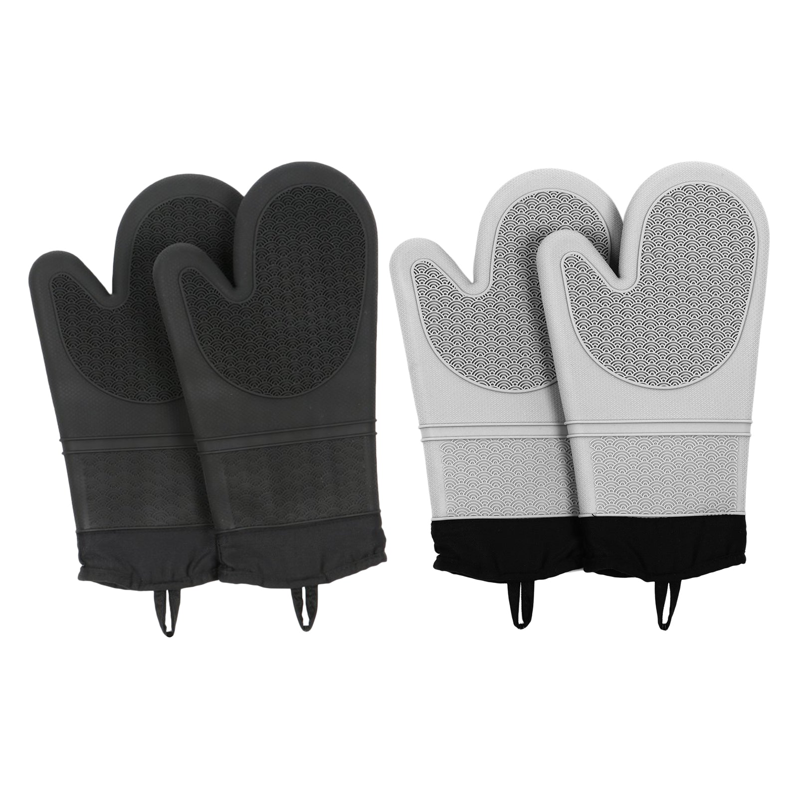 2PCS Premium Oven Mitts Pot Holders Tool Pads for Grilling Cooking BBQ Black