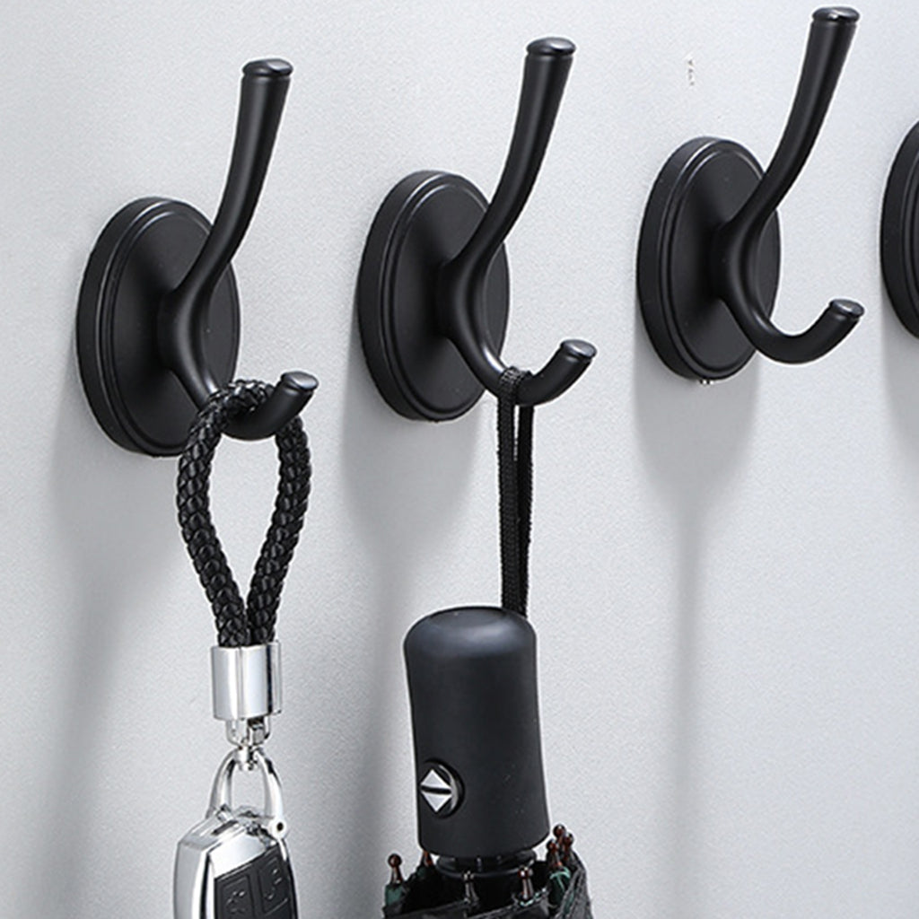 Small Coat Hook Wall Mounted Punch-free Robe Hat Key Heavy Duty Gadgets Black