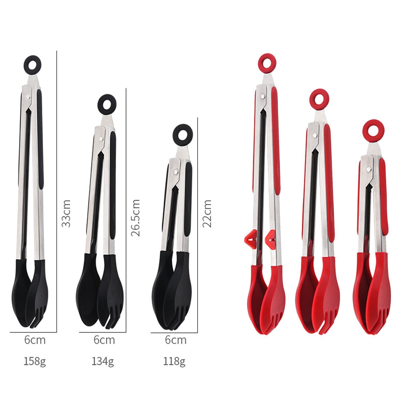 Kitchen Tongs Pack of 3 Salad BBQ Grilling for Buffets Kitchen Cookware Red