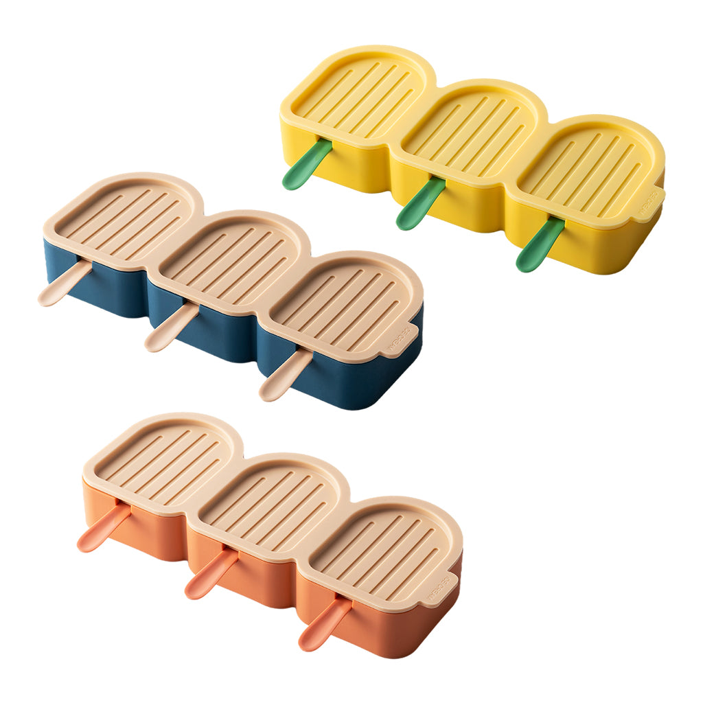 Cute Cartoon Popsicle Molds Bird-shaped 3 Cell Homemade Ice Cream Home Yellow