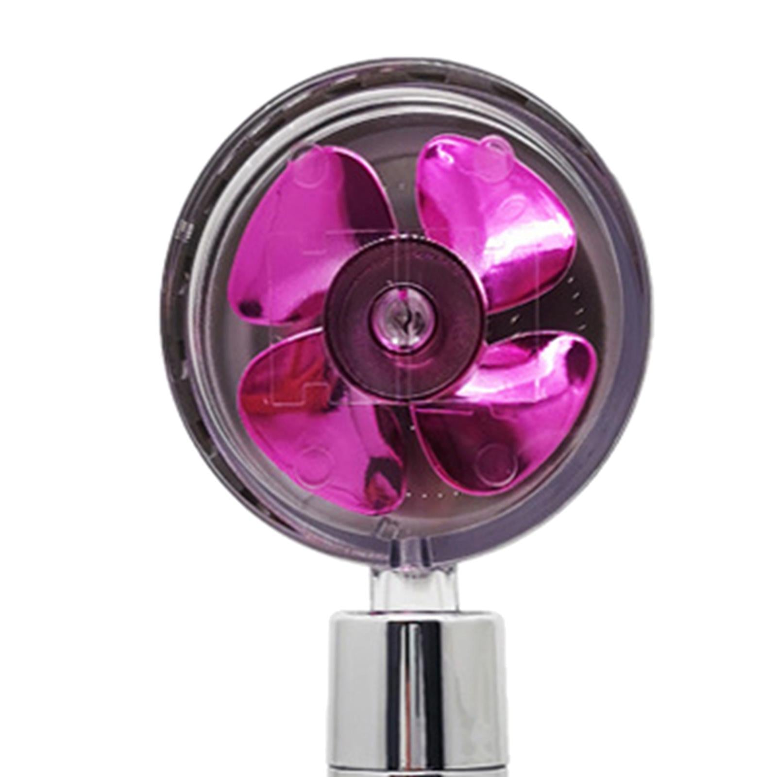 Pressurized Shower Head Rotating with Small Fan Bathroom Accs Easy Install purple