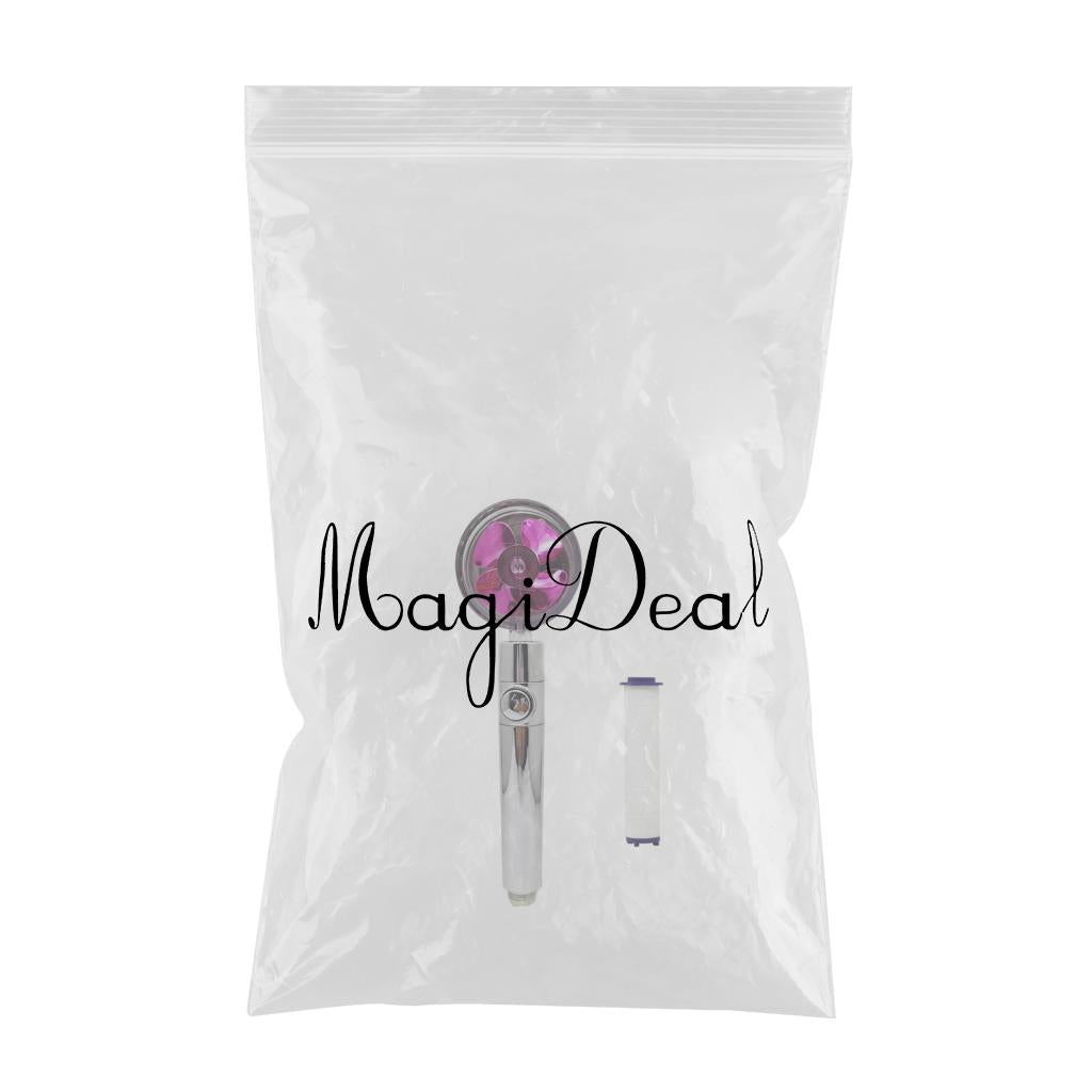 Pressurized Shower Head Rotating with Small Fan Bathroom Accs Easy Install purple