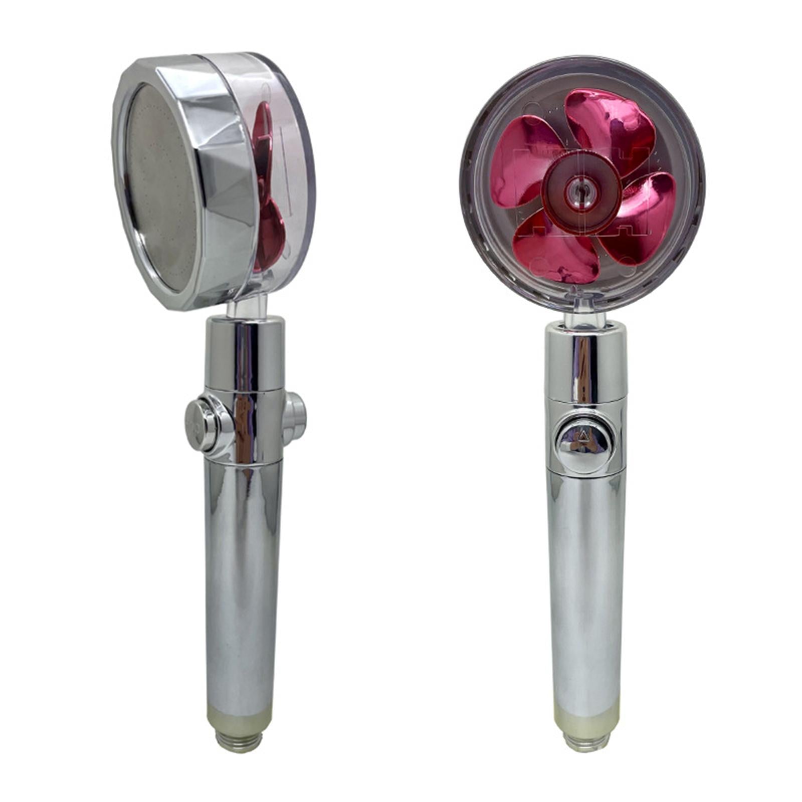 Pressurized Shower Head Rotating with Small Fan Bathroom Accs Easy Install red