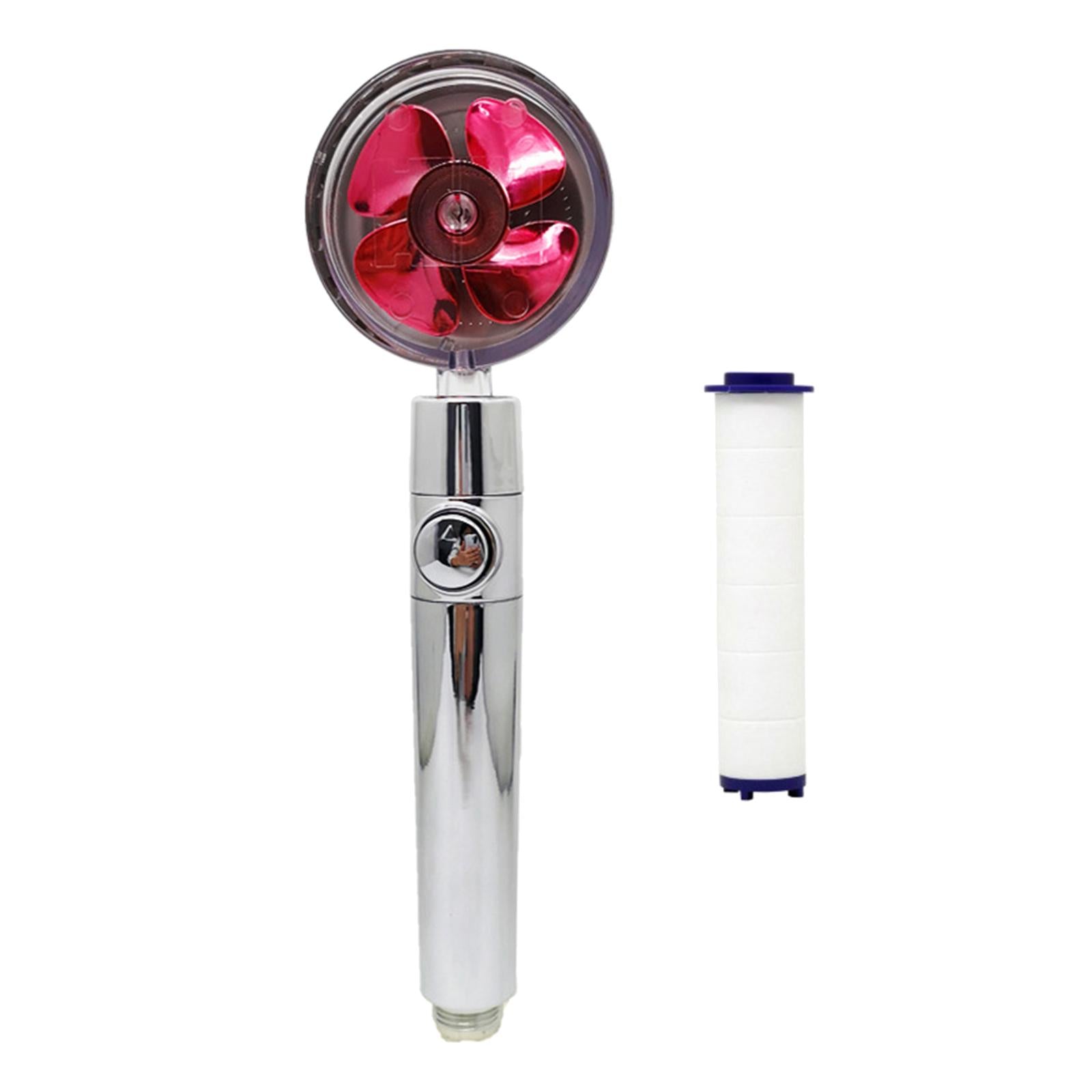 Pressurized Shower Head Rotating with Small Fan Bathroom Accs Easy Install red