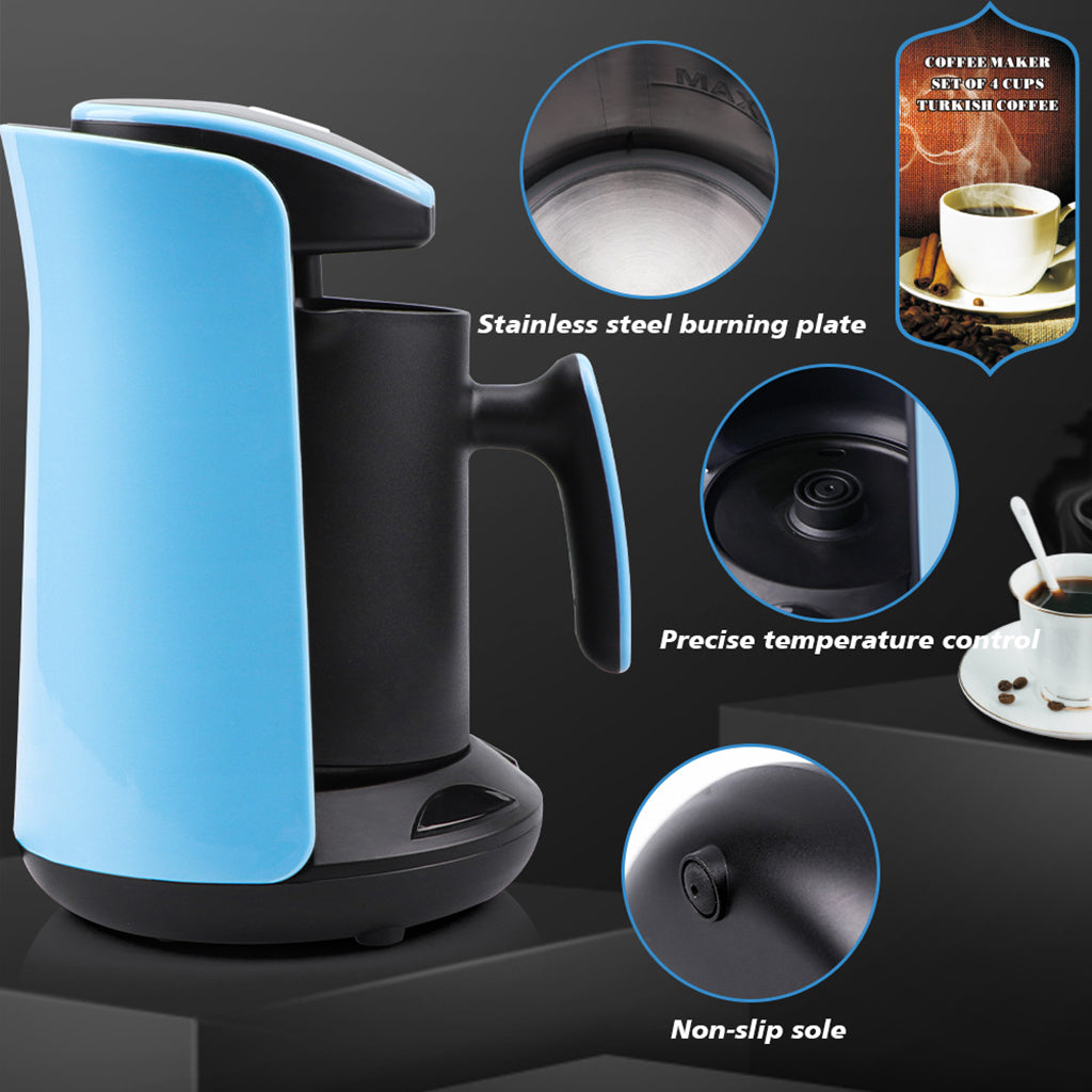 Heating Stainless Steel Coffee Maker Espresso Coffee Boiling Tea for Home Blue