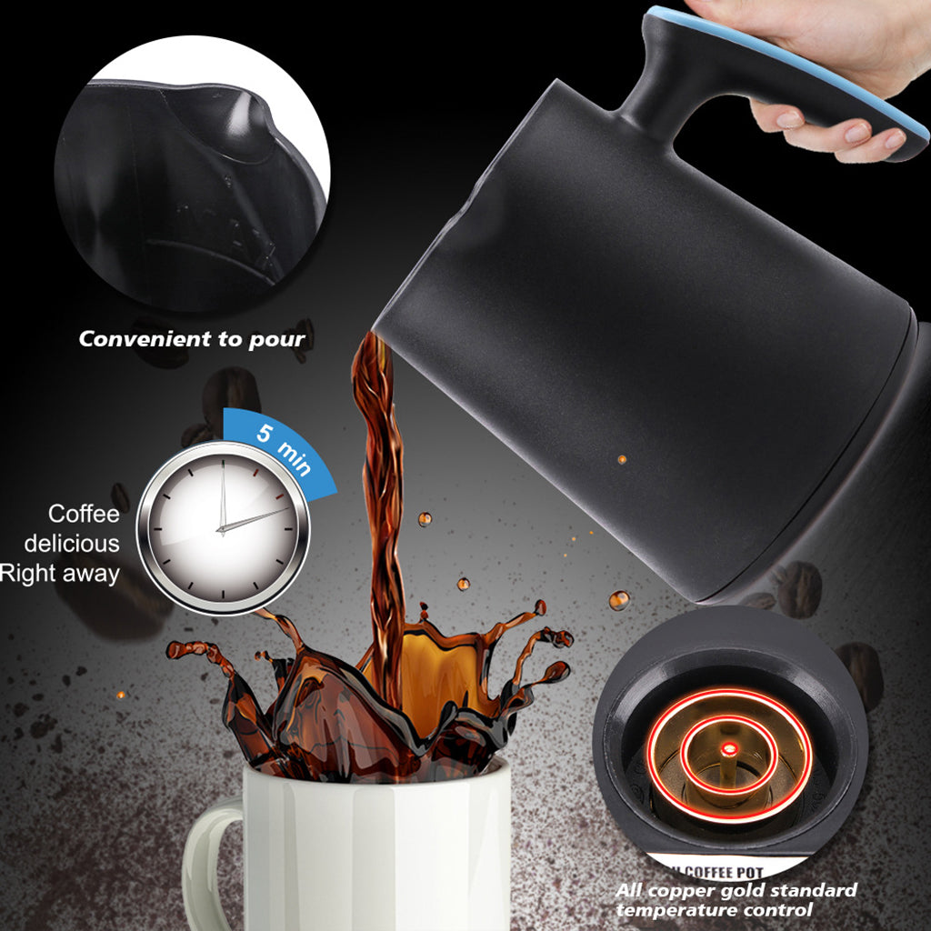 Heating Stainless Steel Coffee Maker Espresso Coffee Boiling Tea for Home Blue