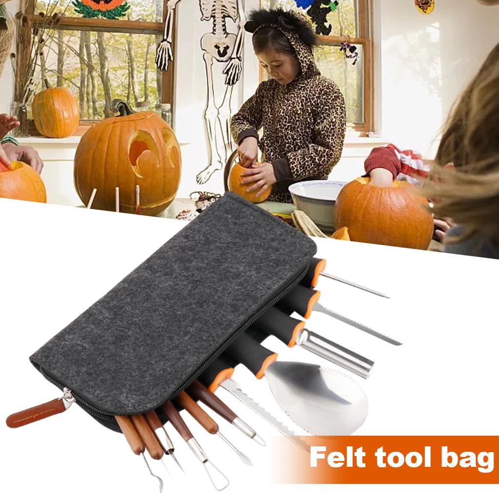 Precision Pumpkin Carving Craft Tool Set Engraving Knives 11PCS Felt Bag