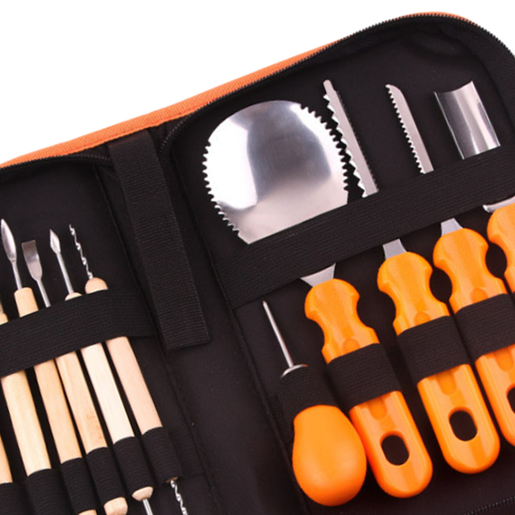 14 Pieces Carving Kit Tools Stainless Steel Case Pumpkin Tool for Halloween Type A