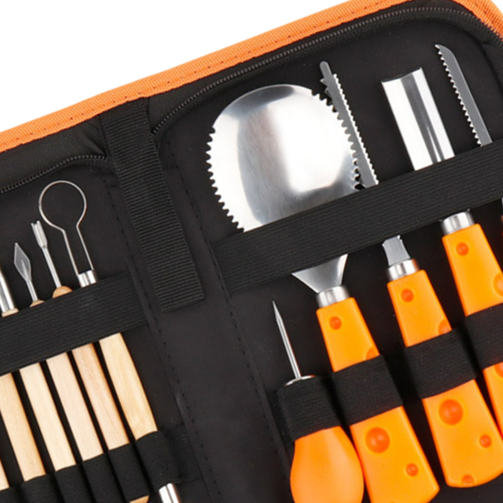 14 Pieces Carving Kit Tools Stainless Steel Case Pumpkin Tool for Halloween Type C