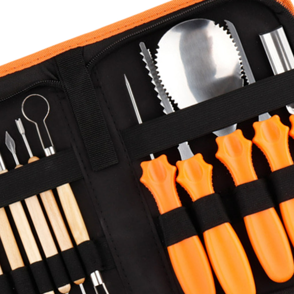 14 Pieces Carving Kit Tools Stainless Steel Case Pumpkin Tool for Halloween Type D