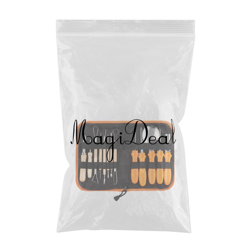 14 Pieces Carving Kit Tools Stainless Steel Case Pumpkin Tool for Halloween Type D