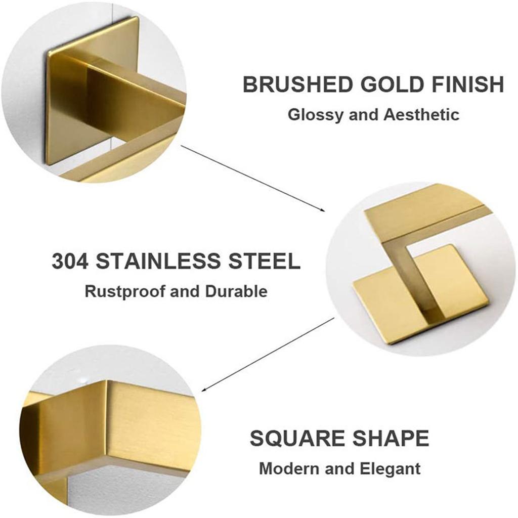 Self-Adhesive Hook Kitchen Bathroom Wall Stainless Steel Sticky Hanger Gold