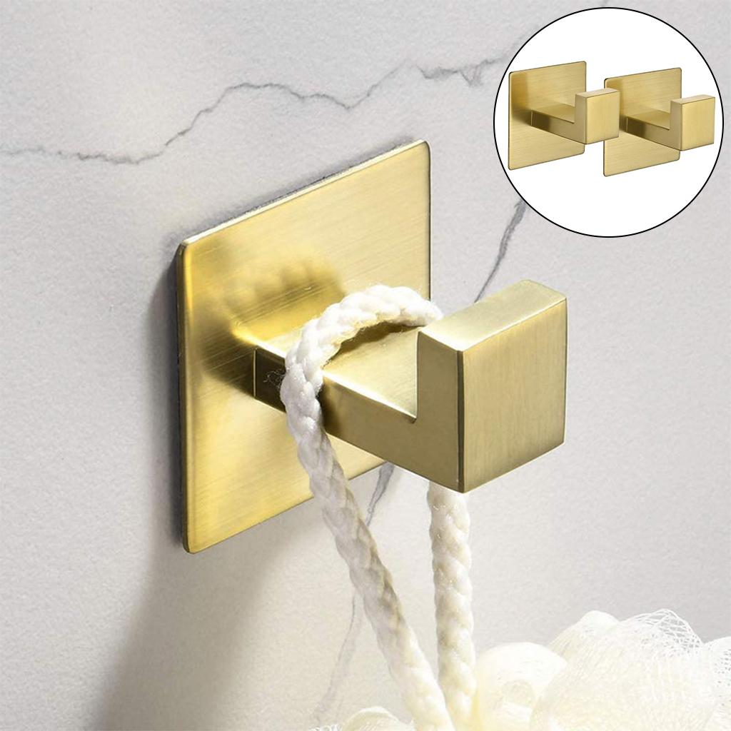 Self-Adhesive Hook Kitchen Bathroom Wall Stainless Steel Sticky Hanger Gold