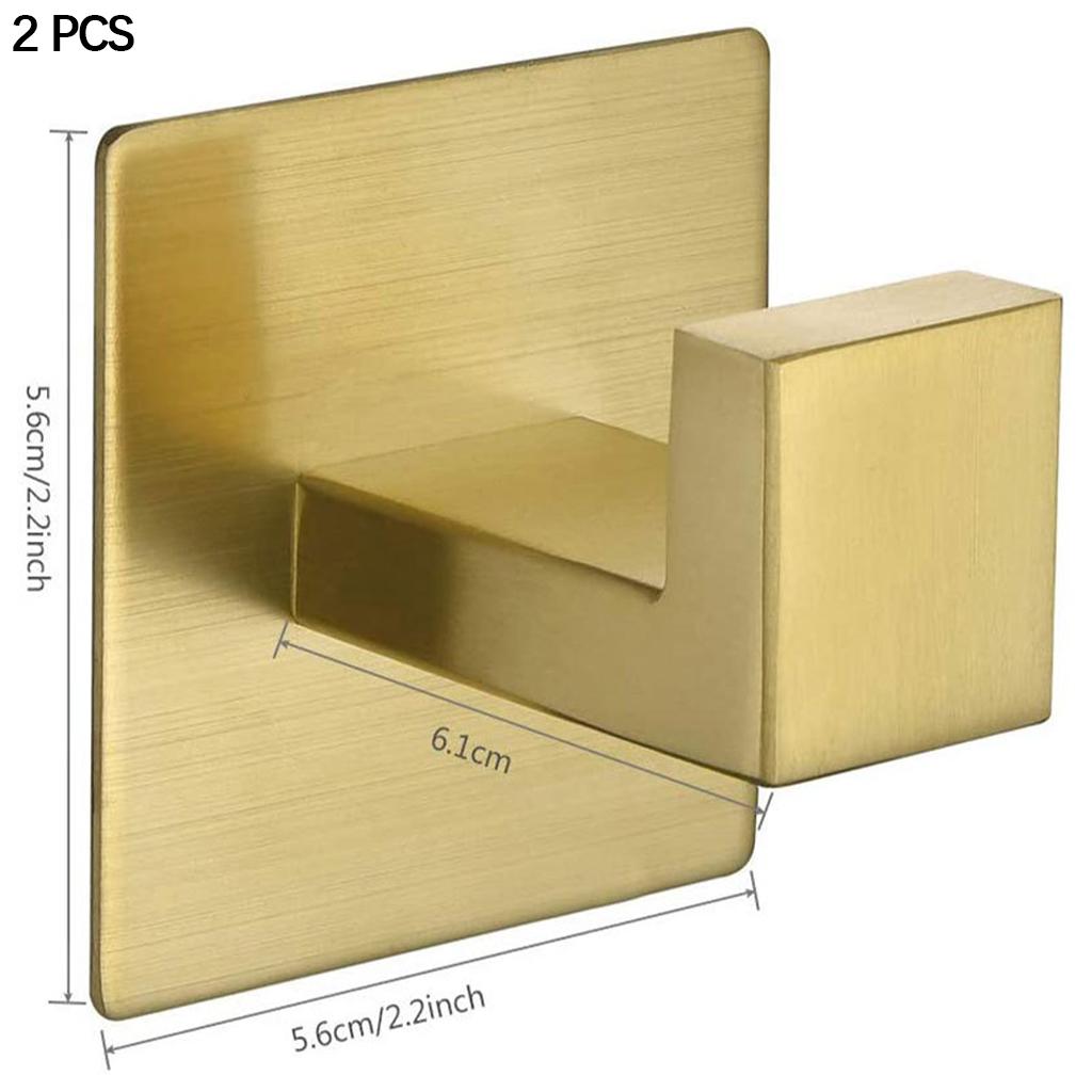 Self-Adhesive Hook Kitchen Bathroom Wall Stainless Steel Sticky Hanger Gold