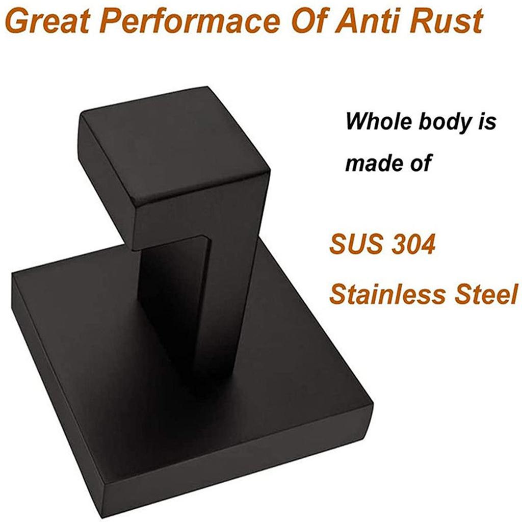 Self-Adhesive Hook Kitchen Bathroom Wall Stainless Steel Sticky Hanger Black