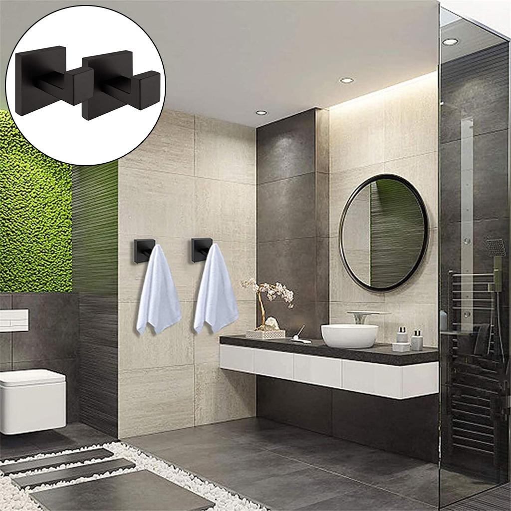 Self-Adhesive Hook Kitchen Bathroom Wall Stainless Steel Sticky Hanger Black