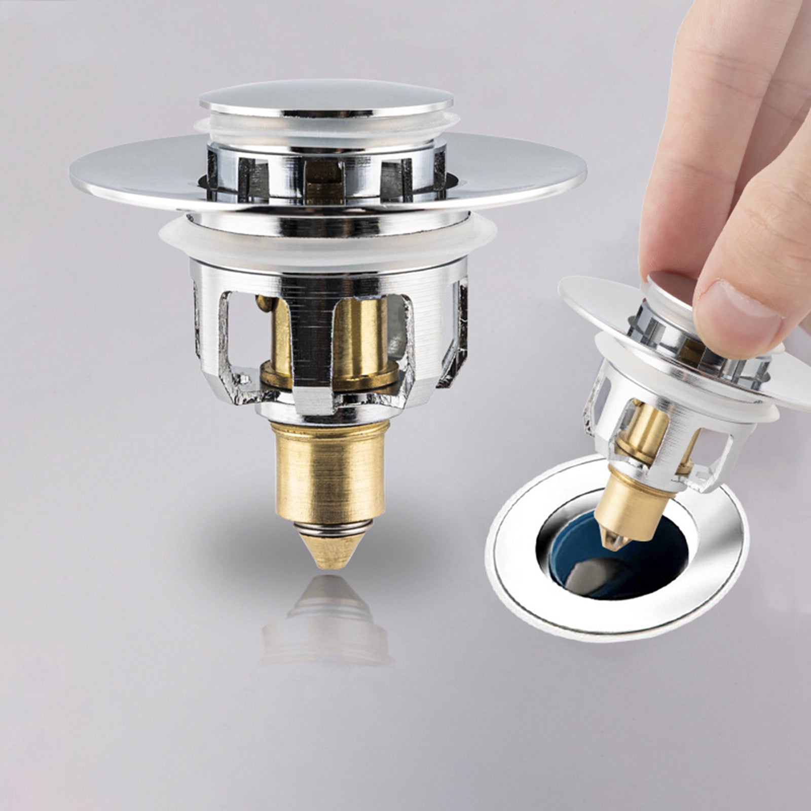 Universal Basin Drain Filter Vanity Sink Bathtub Plug Stopper with Basket Double Filter