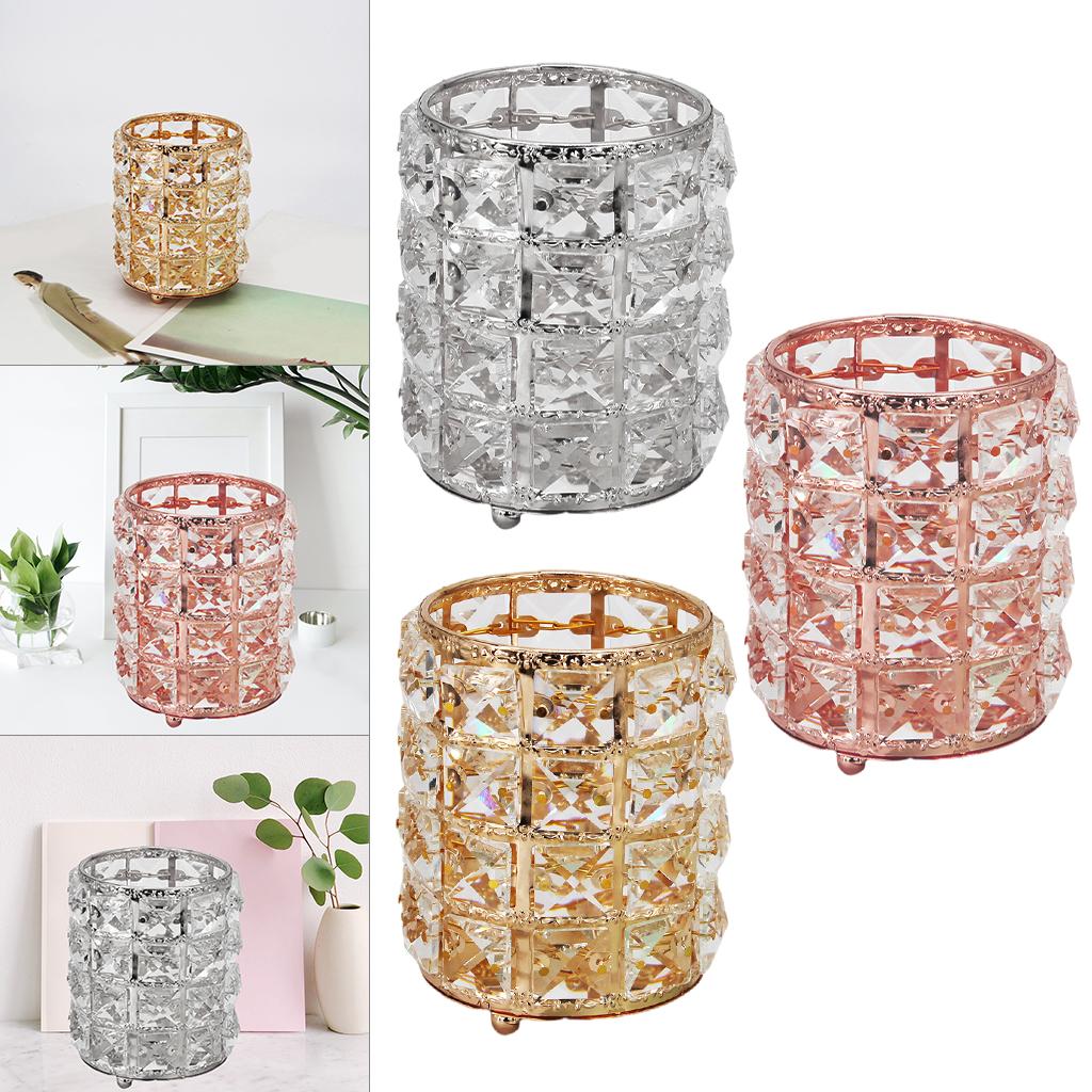 Women Crystal Makeup Storage Brush Holder Cosmetic Box  Golden