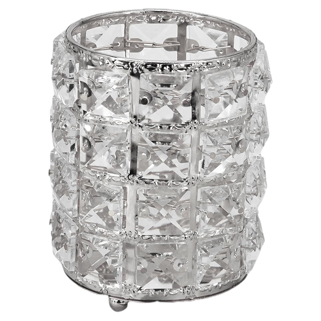 Women Crystal Makeup Storage Brush Holder Cosmetic Box  Silver