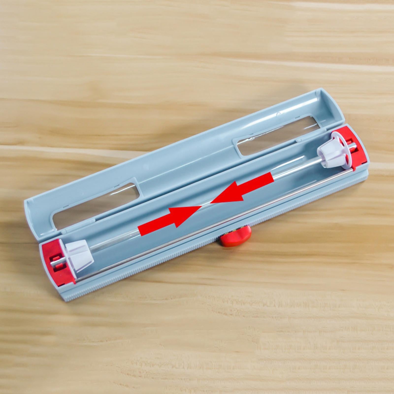 Refillable Wrap Foil Dispenser Magnetic Cling Film Cutter Kitchen Organizer blue