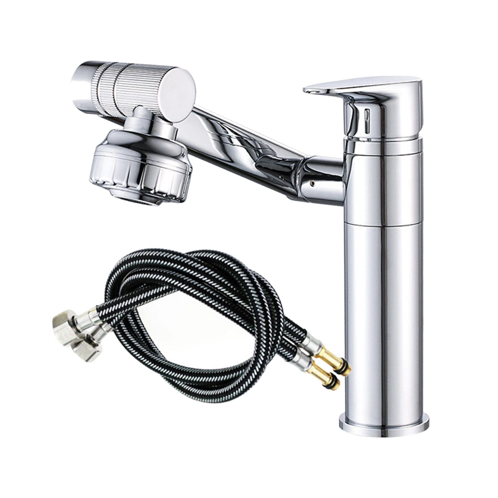 Bathroom Sink Faucet Water Tap Basin Faucet for Bathroom Silver Hose