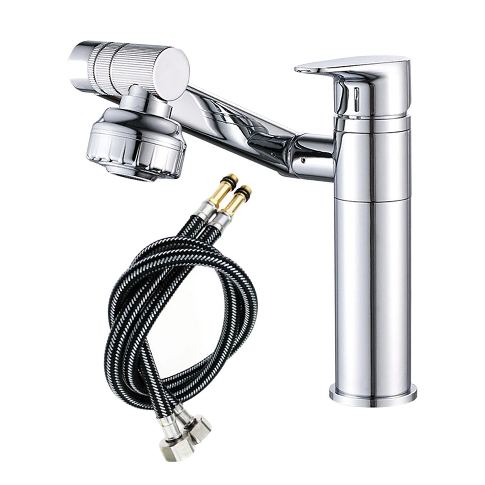 Bathroom Sink Faucet Water Tap Basin Faucet for Bathroom Silver Hose