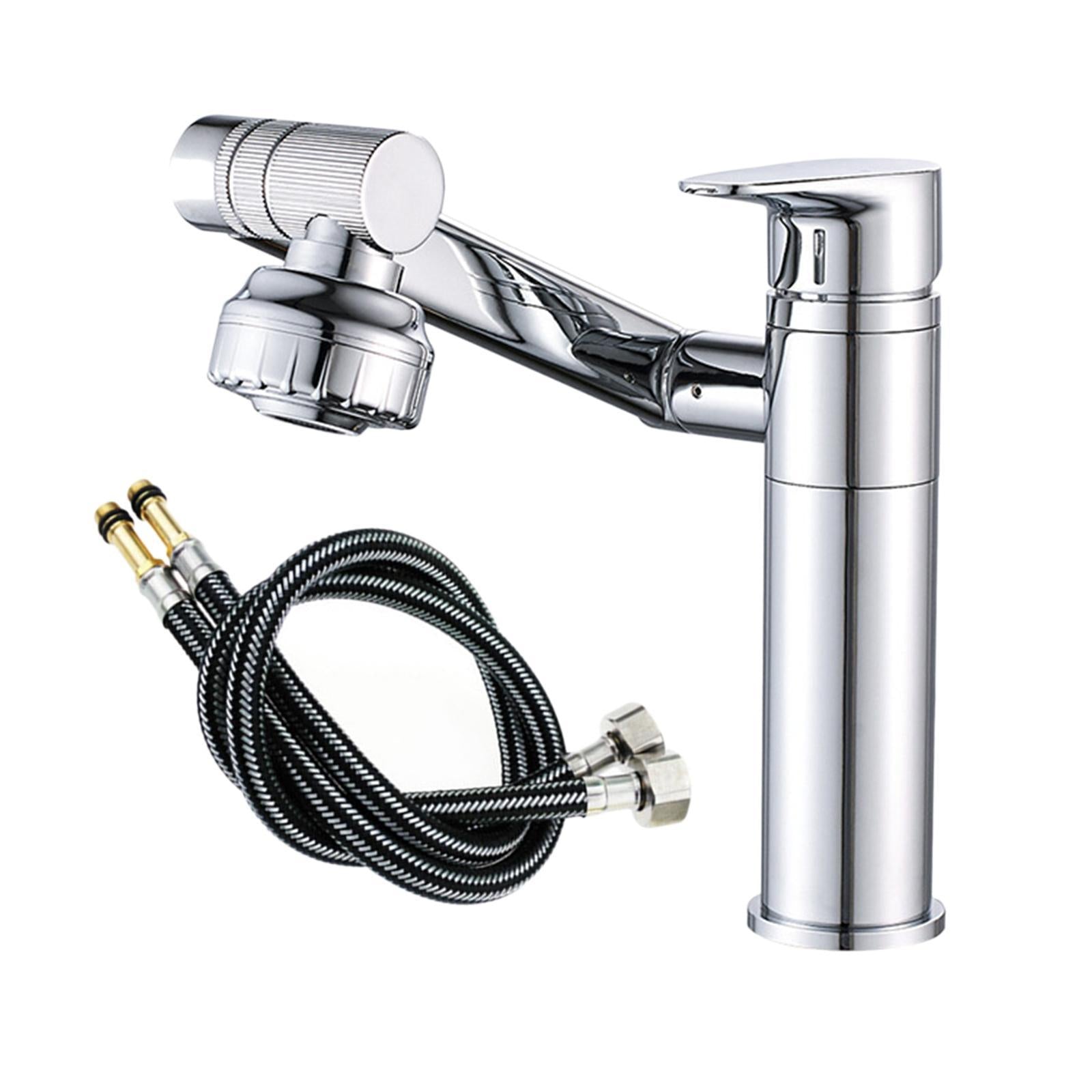 Bathroom Sink Faucet Water Tap Basin Faucet for Bathroom Silver Hose