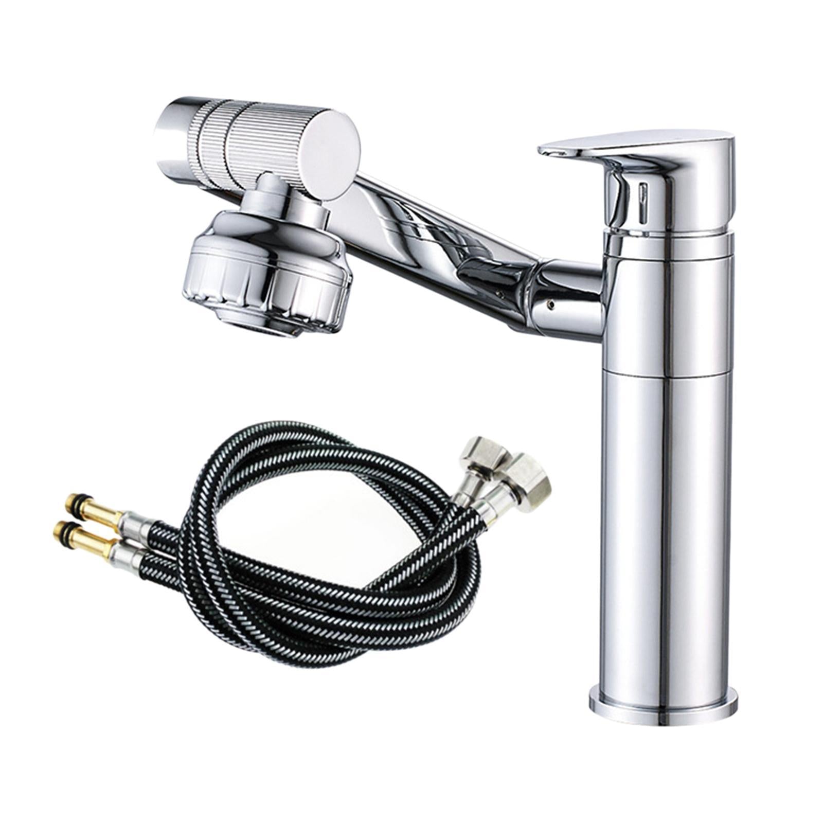Bathroom Sink Faucet Water Tap Basin Faucet for Bathroom Silver Hose