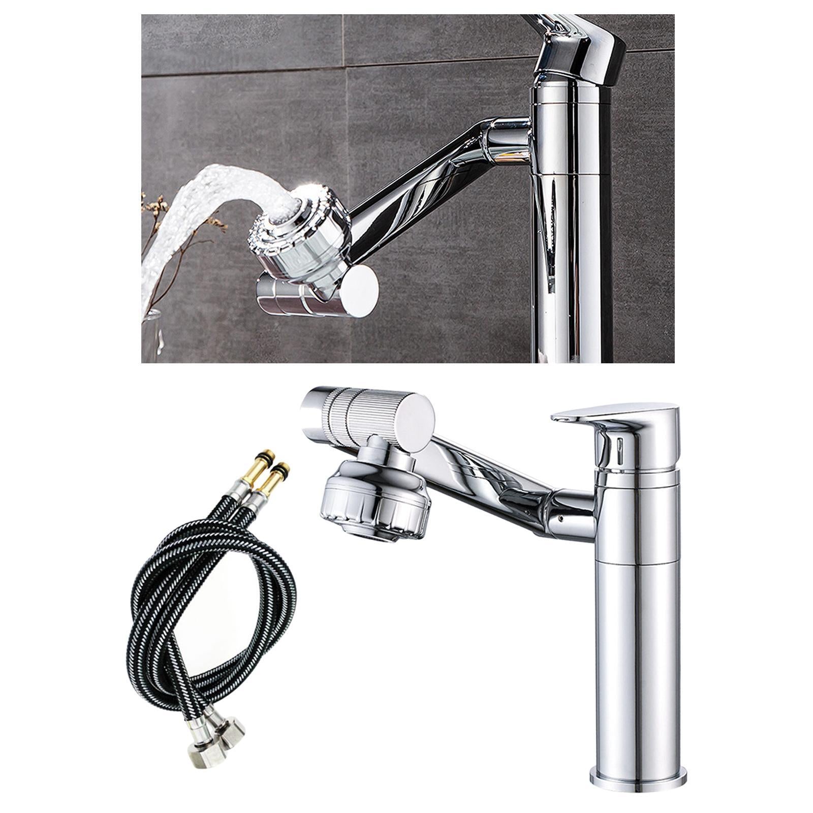 Bathroom Sink Faucet Water Tap Basin Faucet for Bathroom Silver Hose