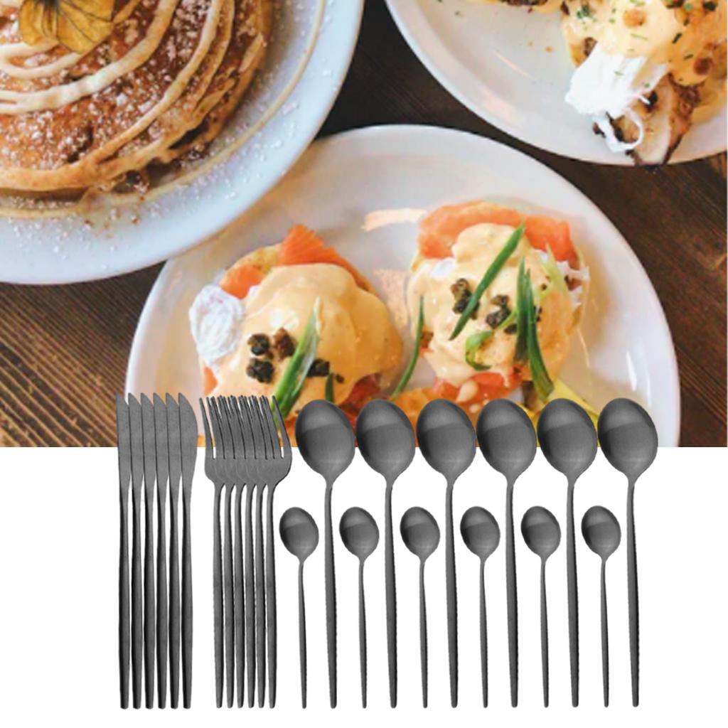 Cutlery Set Stainless Flatware Eating Tableware Cutlery  Black